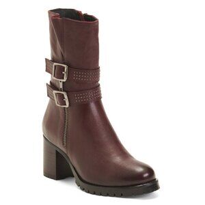 ERIC MICHAEL Bordeaux Made In Spain Leather Mariska Mid Shaft Boots